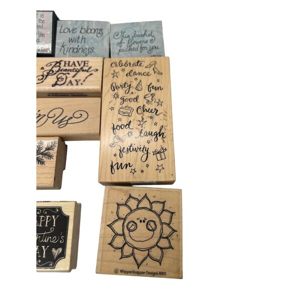 Lot Of 22 Assorted Wood Rubber Stamps Stampin' Up! Rolling Stamp - Picture 2 of 6